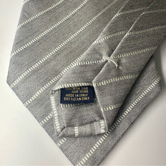 LNWOT Untipped LONG Arte by Aleta Gray Striped 100% Silk Classic Tie 61” 4” - Picture 6 of 6